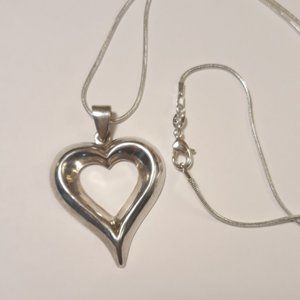 Vintage SS Lg Heart Necklace
